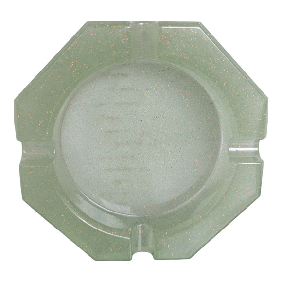 Epoxy Ashtray Custom Metallic Mint Green Sparkle - Picture 4 of 5